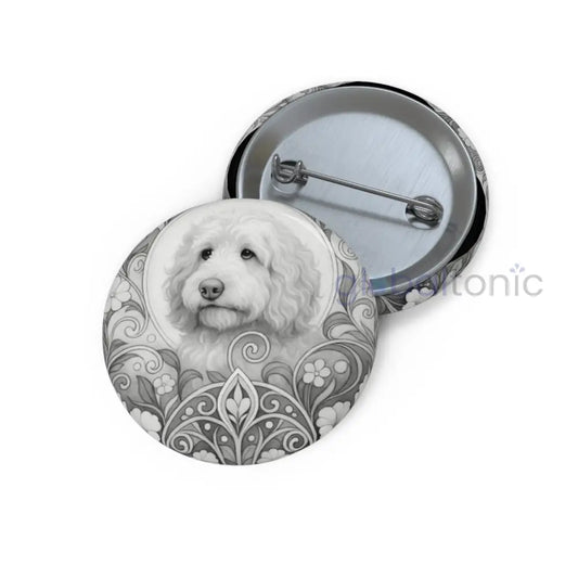 Golden Cavapoo (Cavoodle) Dog Pin Button (Black and White) - Vintage Design Gift for Dog Lovers 1.25’’ Accessories