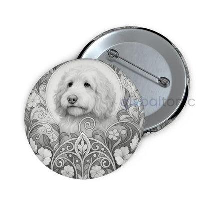 Golden Cavapoo (Cavoodle) Dog Pin Button (Black and White) - Vintage Design Gift for Dog Lovers 2.25’’ Accessories
