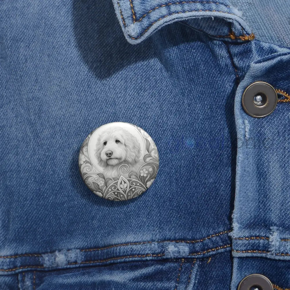Golden Cavapoo (Cavoodle) Dog Pin Button (Black and White) - Vintage Design Gift for Dog Lovers Accessories