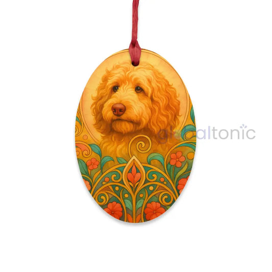 Golden Cavapoo (Cavoodle) Custom Wooden Magnet Ornament – Christmas Decoration & Pet Lover Gift Oval / One Size Home