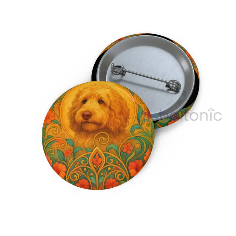 Golden Cavapoo (Cavoodle) Pin Button - Vintage Design Gift for Dog Lovers & Pet Owners 1.25’’ Accessories