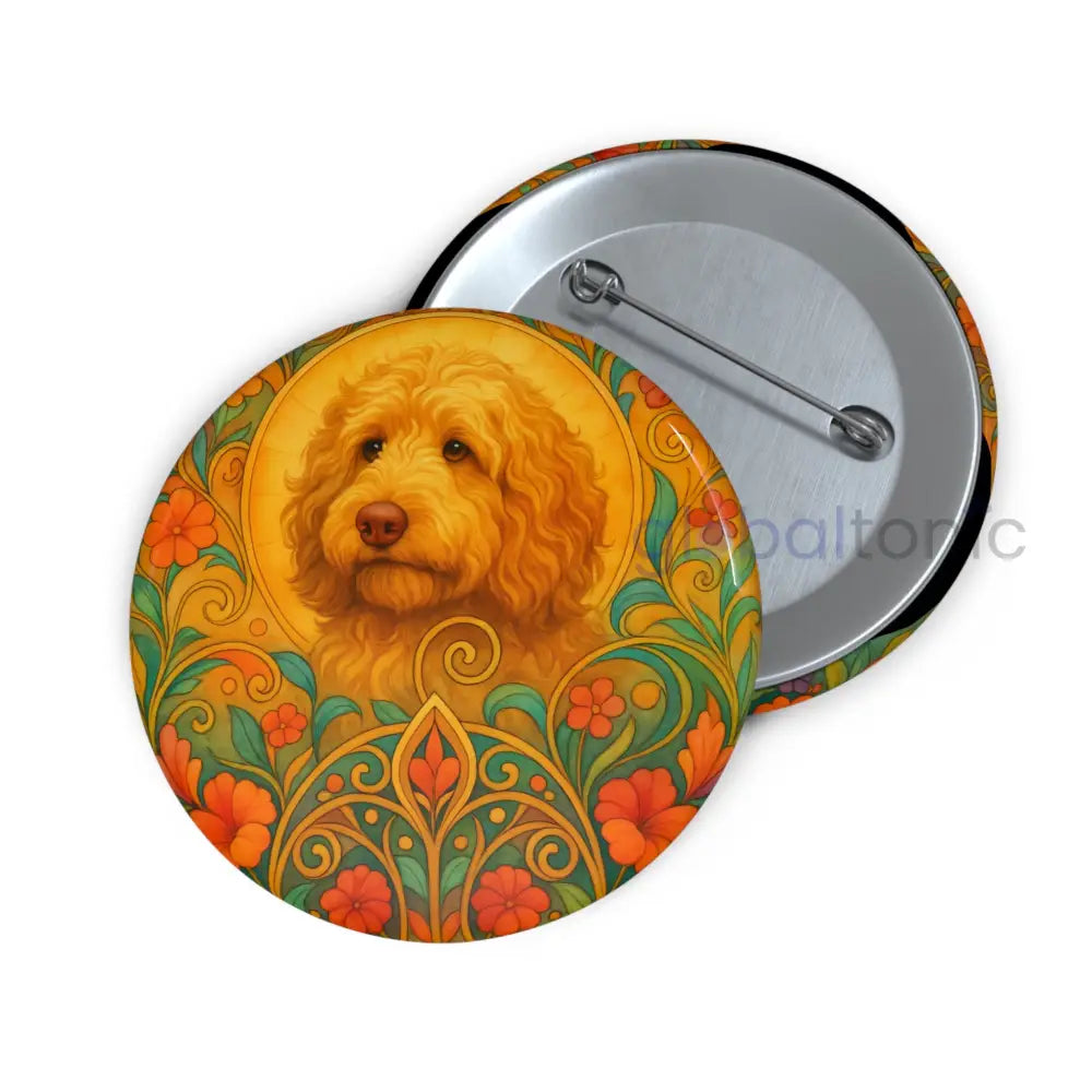 Golden Cavapoo (Cavoodle) Pin Button - Vintage Design Gift for Dog Lovers & Pet Owners 2.25’’ Accessories