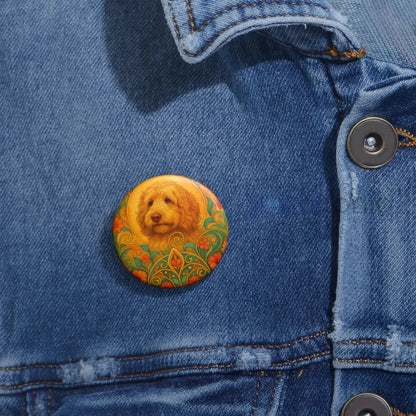 Golden Cavapoo (Cavoodle) Pin Button - Vintage Design Gift for Dog Lovers & Pet Owners Accessories