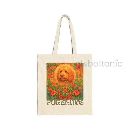 Golden Cavapoo (Cavoodle) Vintage Dog Lovers Cotton Canvas Tote Bag - Unique Artistic Durable Natural / 15’’ x 16’’ Bags