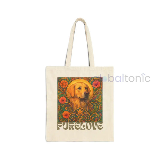 Golden Labrador Vintage Dog-Lovers Cotton Canvas Tote Bag - Unique Artistic Durable Natural / 15’’ x 16’’ Bags