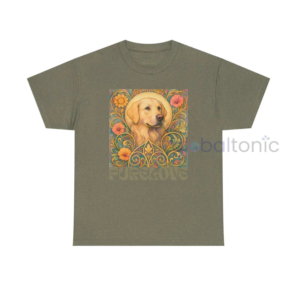 Golden Labrador Vintage Graphic T-shirt - Unisex Cotton Tee for Dog Lovers Heather Military Green / S T-Shirt
