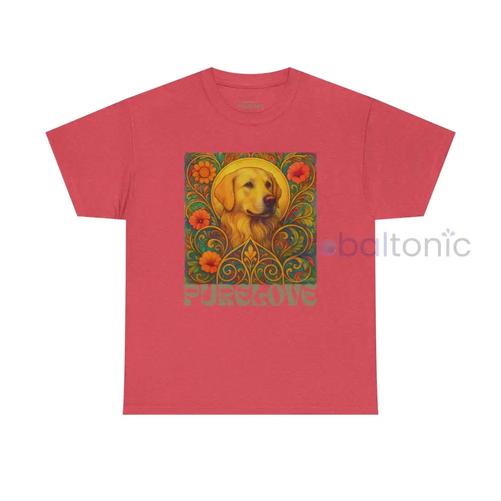 Golden Labrador Vintage Graphic T-shirt - Unisex Cotton Tee for Dog Lovers Heather Red / S T-Shirt