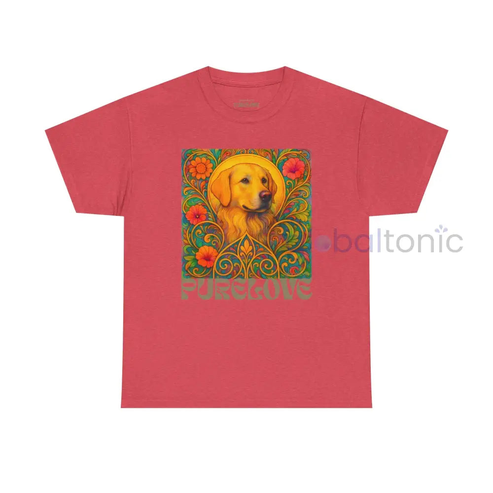 Golden Labrador Vintage Graphic T-shirt - Unisex Cotton Tee for Dog Lovers Heather Red / S T-Shirt