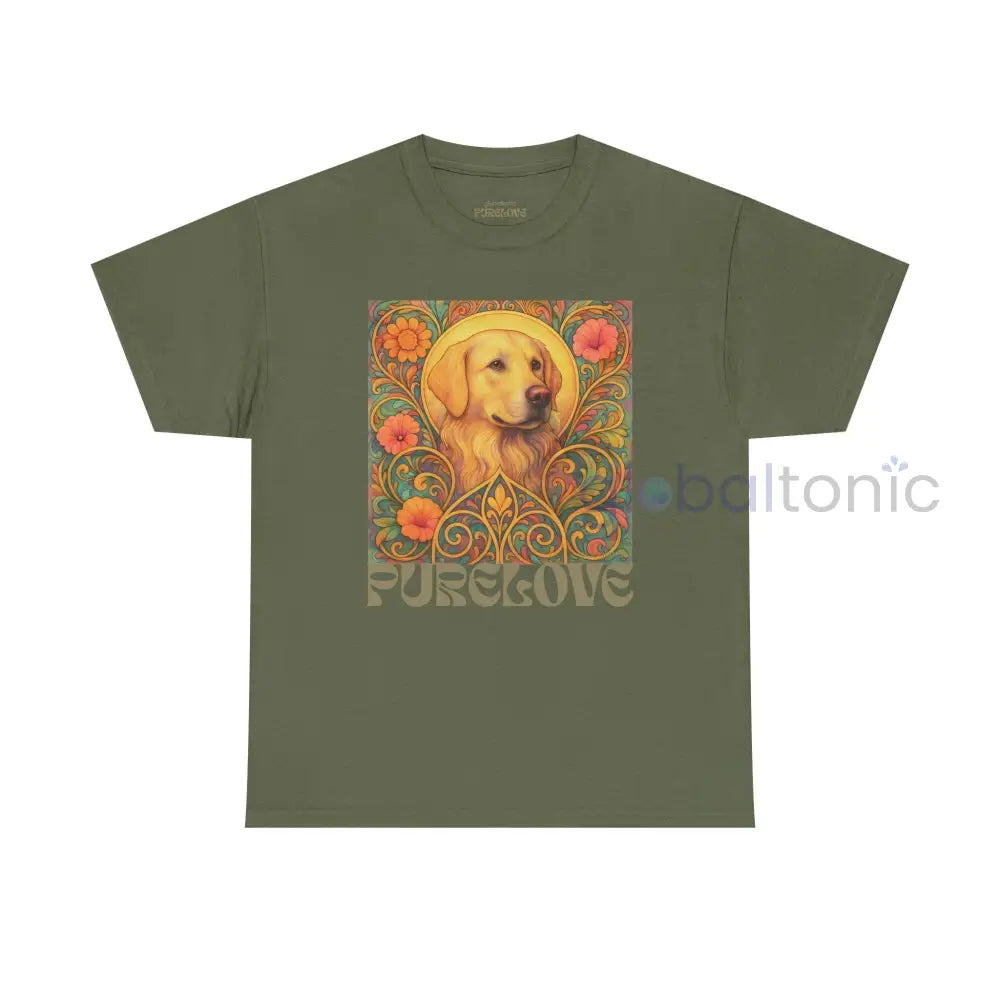 Golden Labrador Vintage Graphic T-shirt - Unisex Cotton Tee for Dog Lovers Military Green / S T-Shirt