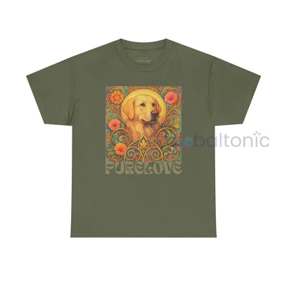 Golden Labrador Vintage Graphic T-shirt - Unisex Cotton Tee for Dog Lovers Military Green / S T-Shirt
