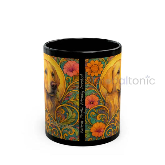 Golden Retriever Dog Lover Black Mug – Vintage Pet Themed Cup for Gifts & Home Decor 11oz Mug