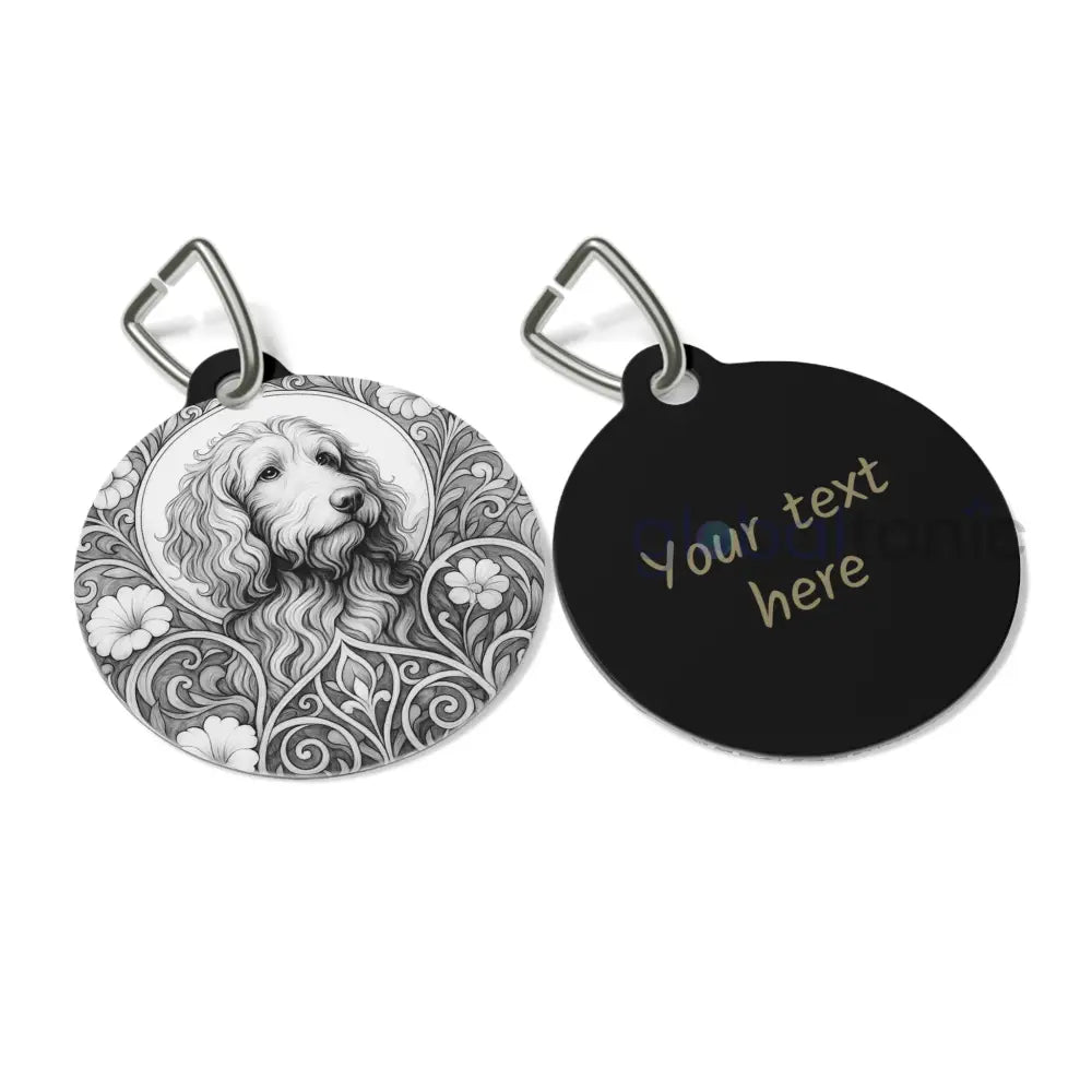 Goldendoodle Dog Tag (Black & White) - Vintage Design Gift for Dog Lovers & Pet Owners 1’’ Pets