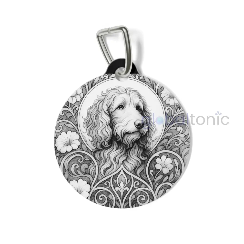 Goldendoodle Dog Tag (Black & White) - Vintage Design Gift for Dog Lovers & Pet Owners 1’’ Pets