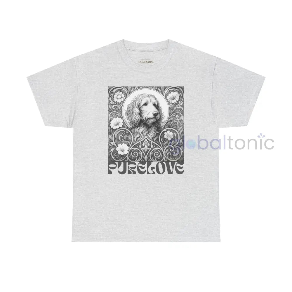 Goldendoodle (Groodle) Vintage Unisex Cotton Tee for Dog Lovers (Black & White) Ash / S T-Shirt