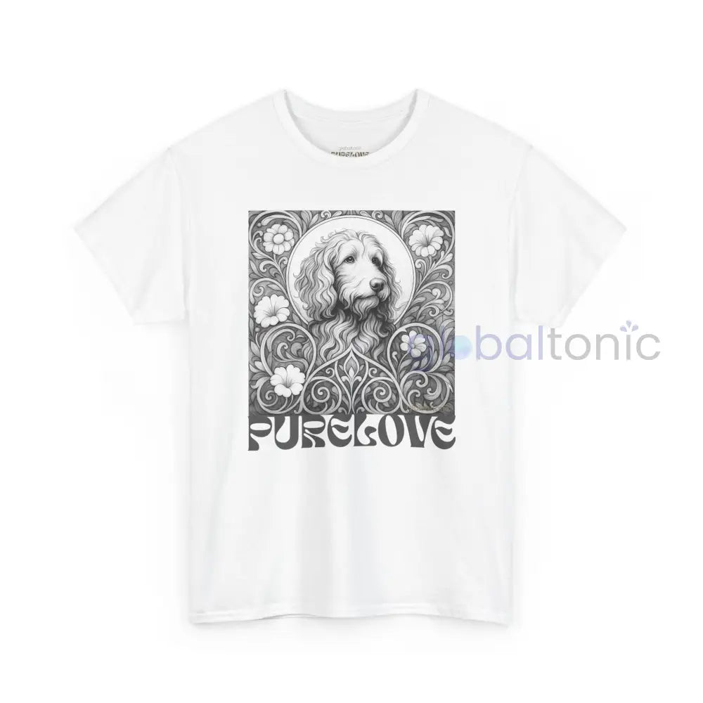 Goldendoodle (Groodle) Vintage Unisex Cotton Tee for Dog Lovers (Black & White) White / S T-Shirt