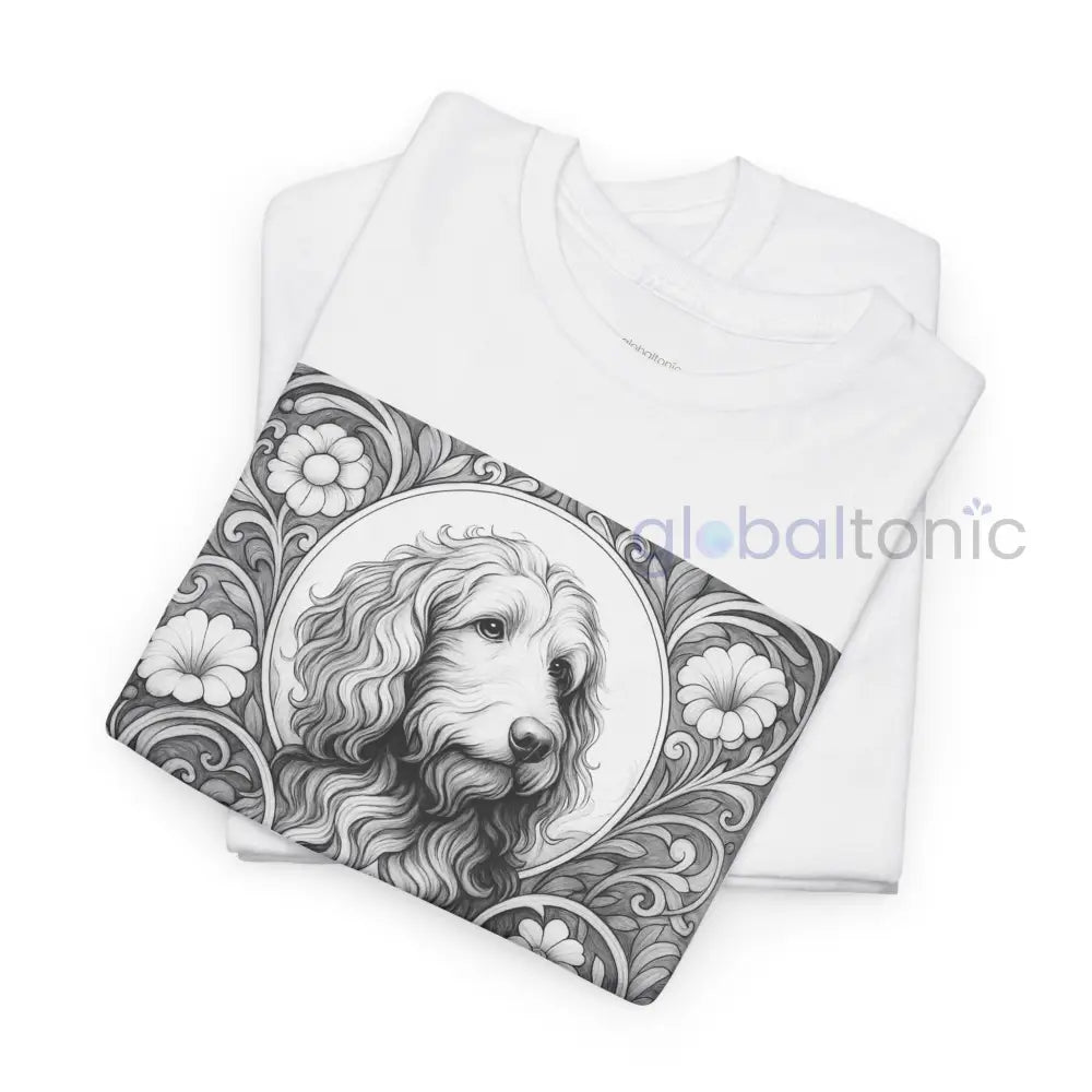 Goldendoodle (Groodle) Vintage Unisex Cotton Tee for Dog Lovers (Black & White) T-Shirt