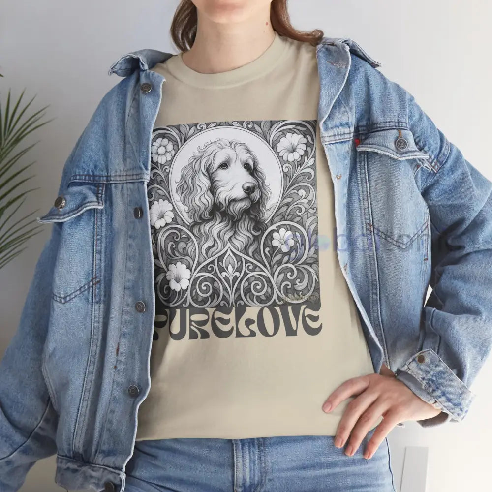 Goldendoodle (Groodle) Vintage Unisex Cotton Tee for Dog Lovers (Black & White) T-Shirt