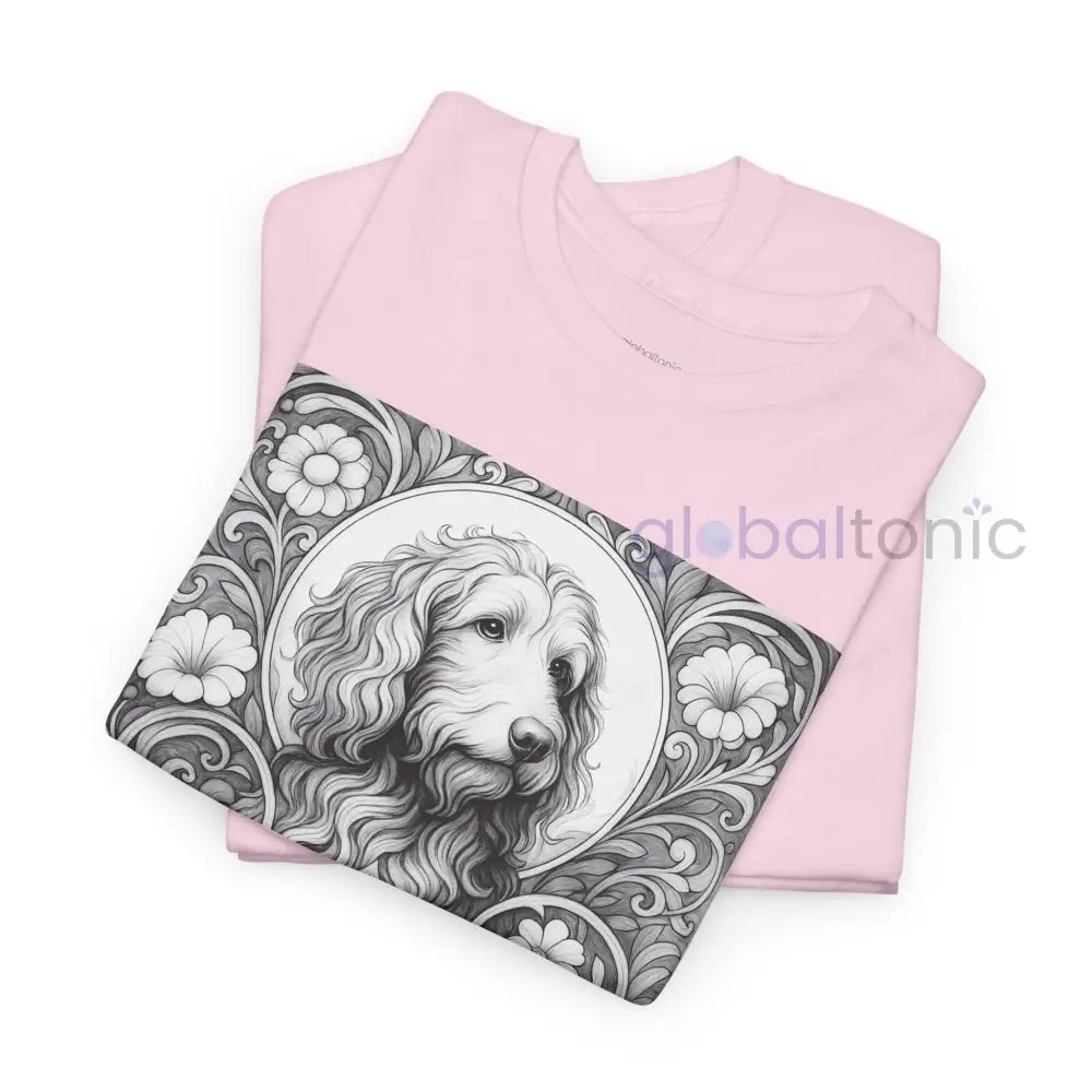 Goldendoodle (Groodle) Vintage Unisex Cotton Tee for Dog Lovers (Black & White) T-Shirt