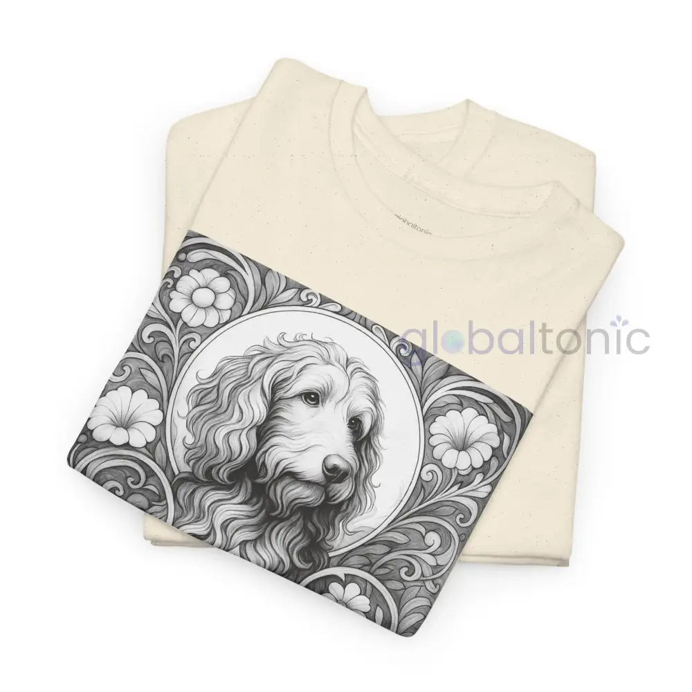Goldendoodle (Groodle) Vintage Unisex Cotton Tee for Dog Lovers (Black & White) T-Shirt