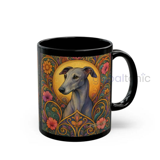 Greyhound Dog Lover Black Mug – Vintage Pet Themed Cup for Gifts & Home Decor 11oz Mug