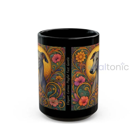 Greyhound Dog Lover Black Mug – Vintage Pet Themed Cup for Gifts & Home Decor 15oz Mug