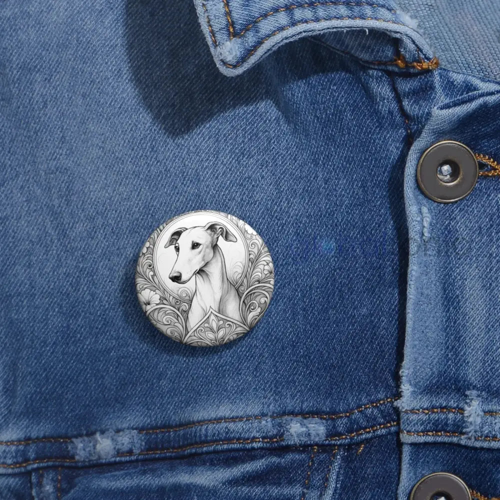 Greyhound Dog Pin Button (Black and White) - Vintage Design Gift for Dog Lovers Accessories