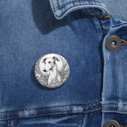 Greyhound Dog Pin Button (Black and White) - Vintage Design Gift for Dog Lovers Accessories