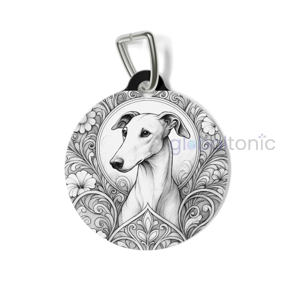 Greyhound Dog Tag (Black & White) - Vintage Design Gift for Dog Lovers & Pet Owners 1’’ Pets