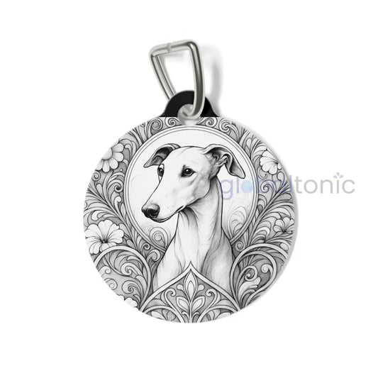 Greyhound Dog Tag (Black & White) - Vintage Design Gift for Dog Lovers & Pet Owners 1’’ Pets