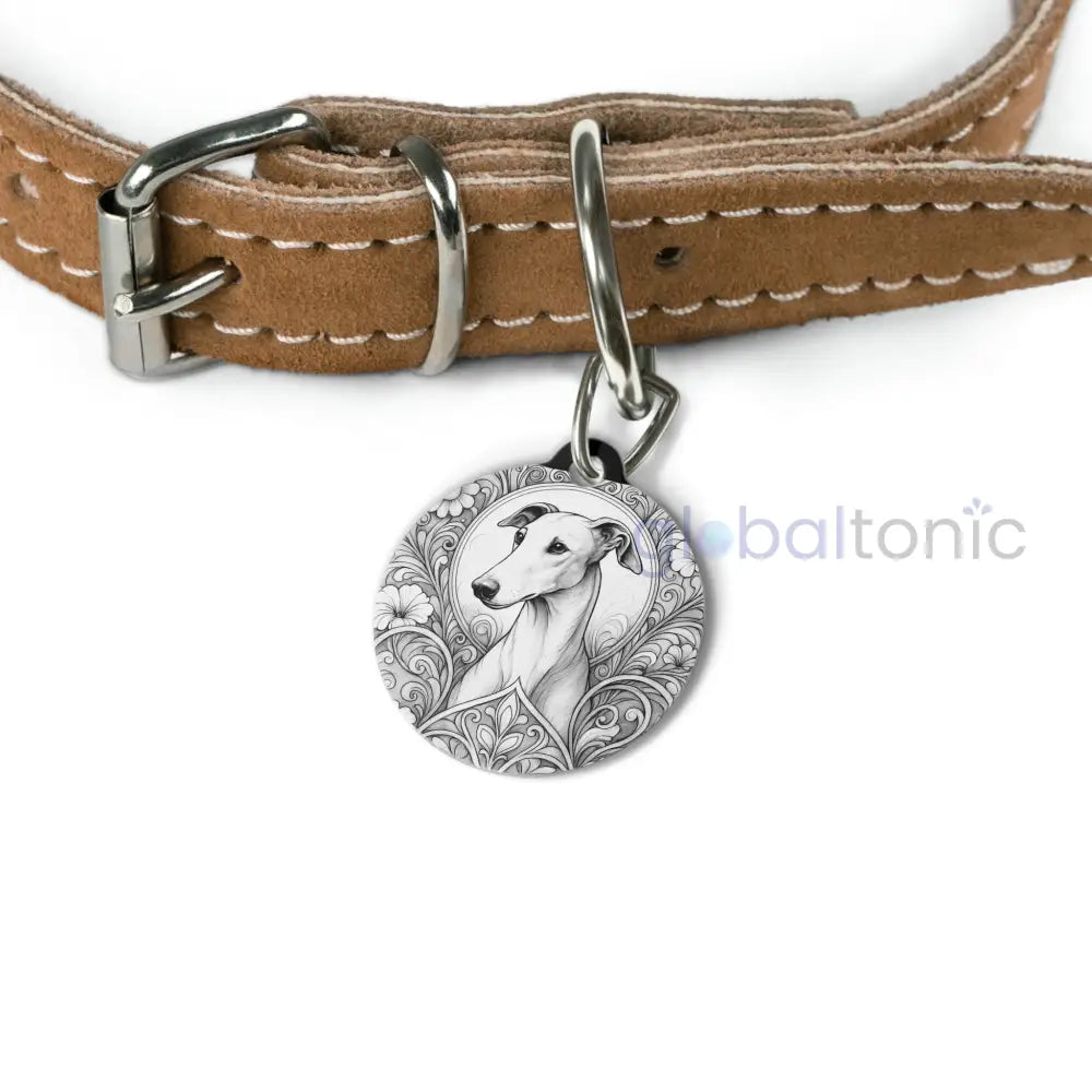 Greyhound Dog Tag (Black & White) - Vintage Design Gift for Dog Lovers & Pet Owners 1’’ Pets