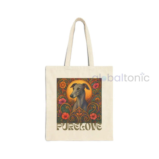 Greyhound Vintage Dog Lovers Cotton Canvas Tote Bag - Unique Artistic Durable Natural / 15’’ x 16’’ Bags