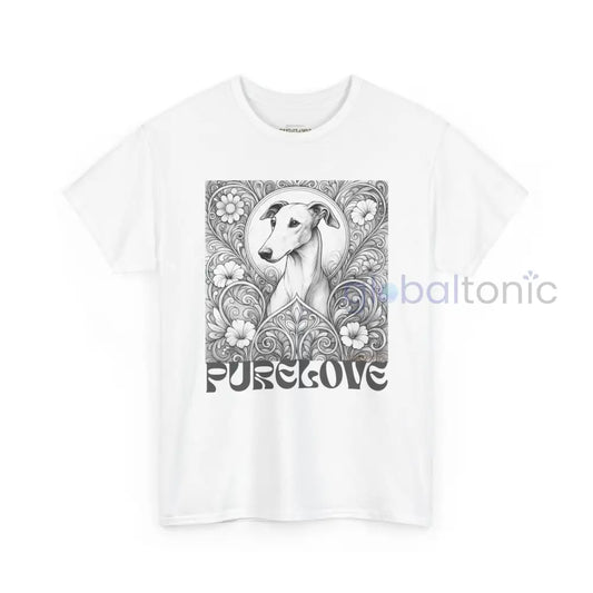 Greyhound Vintage Unisex Cotton Tee for Dog Lovers (Black & White) White / S T-Shirt
