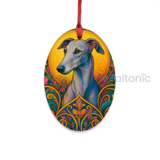 Greyhound Wooden Magnet Ornament – Christmas Decoration & Pet Lover Gift Oval / One Size Home Decor