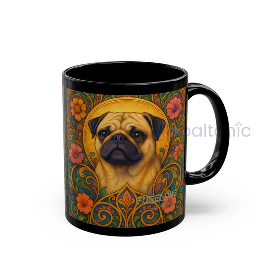 Pug Dog Lover Black Mug – Vintage Pet Themed Cup for Gifts & Home Decor 11oz Mug