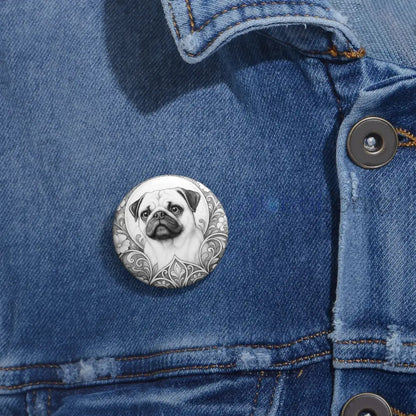 Pug Dog Pin Button (Black and White) - Vintage Design Gift for Dog Lovers Accessories
