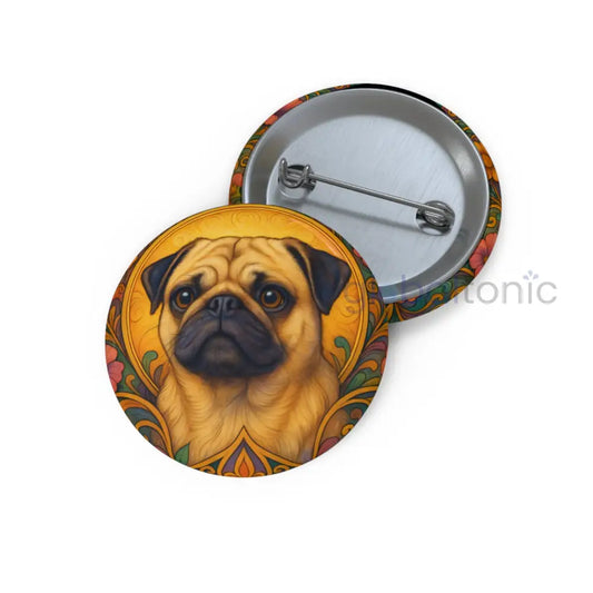 Pug Dog Pin Button - Vintage Design Gift for Dog Lovers & Pet Owners 1.25’’ Accessories