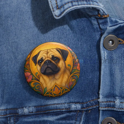 Pug Dog Pin Button - Vintage Design Gift for Dog Lovers & Pet Owners Accessories