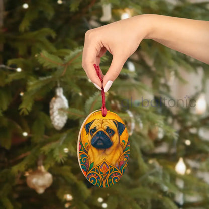 Pug Magnetic Wooden Ornament – Christmas Decoration & Pet Lover Gift Oval / One Size Home Decor