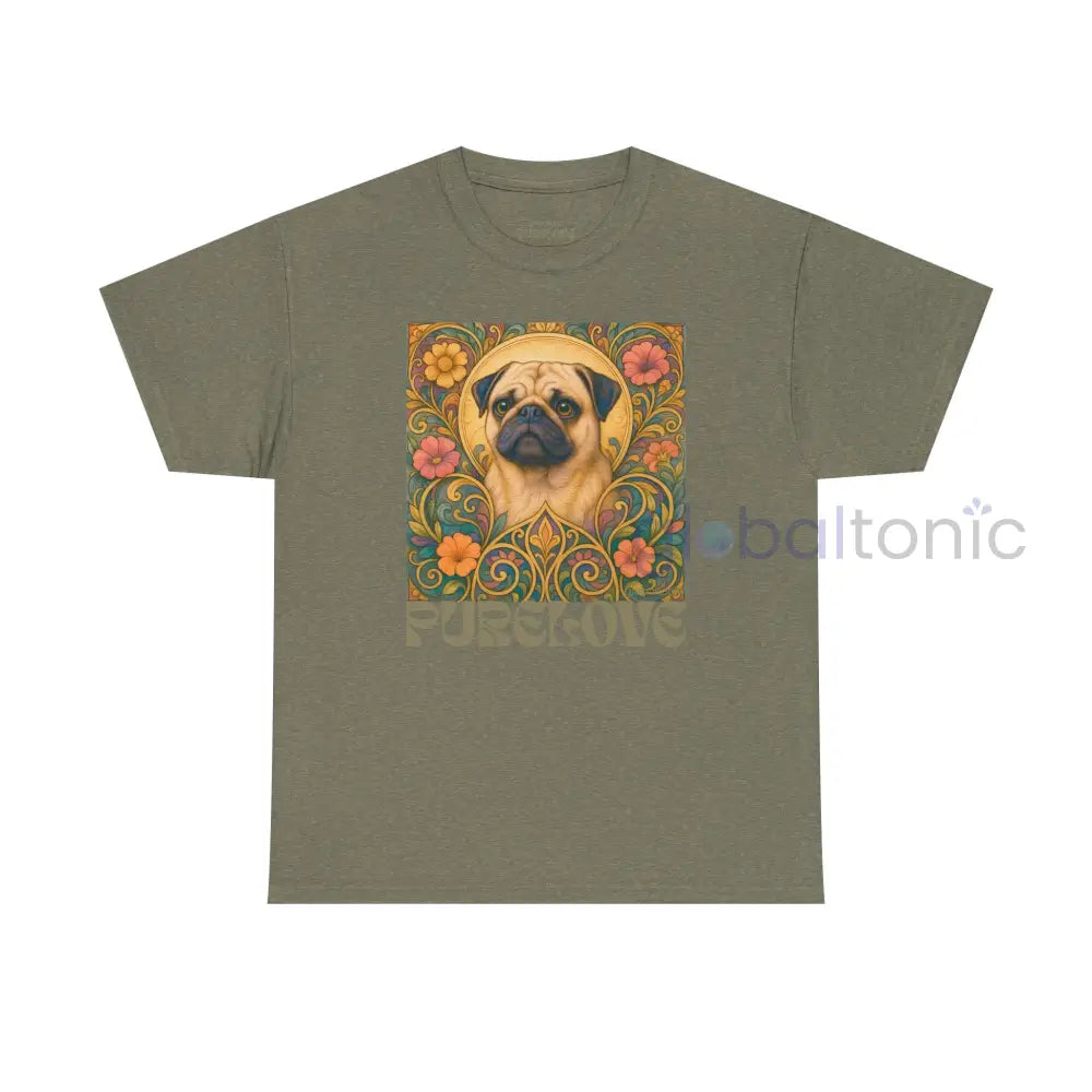Pug Vintage Graphic T-Shirt – Unisex Cotton Tee for Dog Lovers Heather Military Green / S T-Shirt