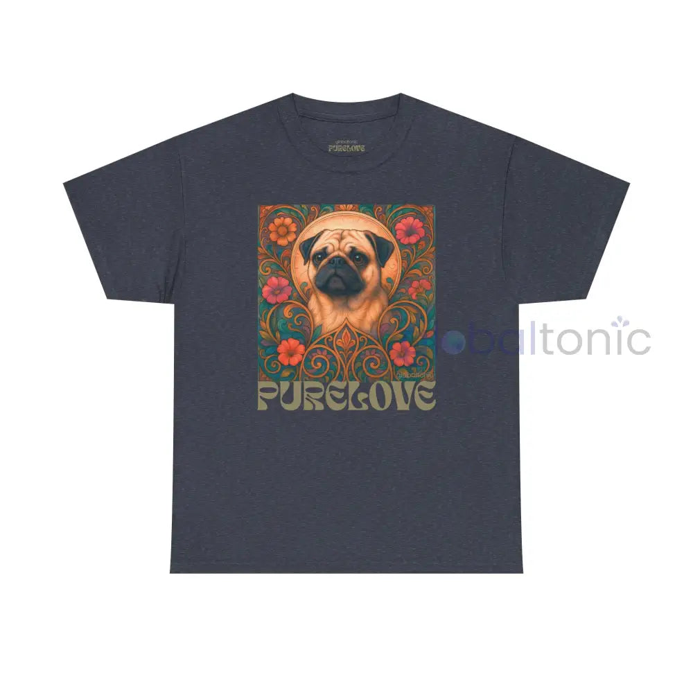 Pug Vintage Graphic T-Shirt – Unisex Cotton Tee for Dog Lovers Heather Navy / S T-Shirt