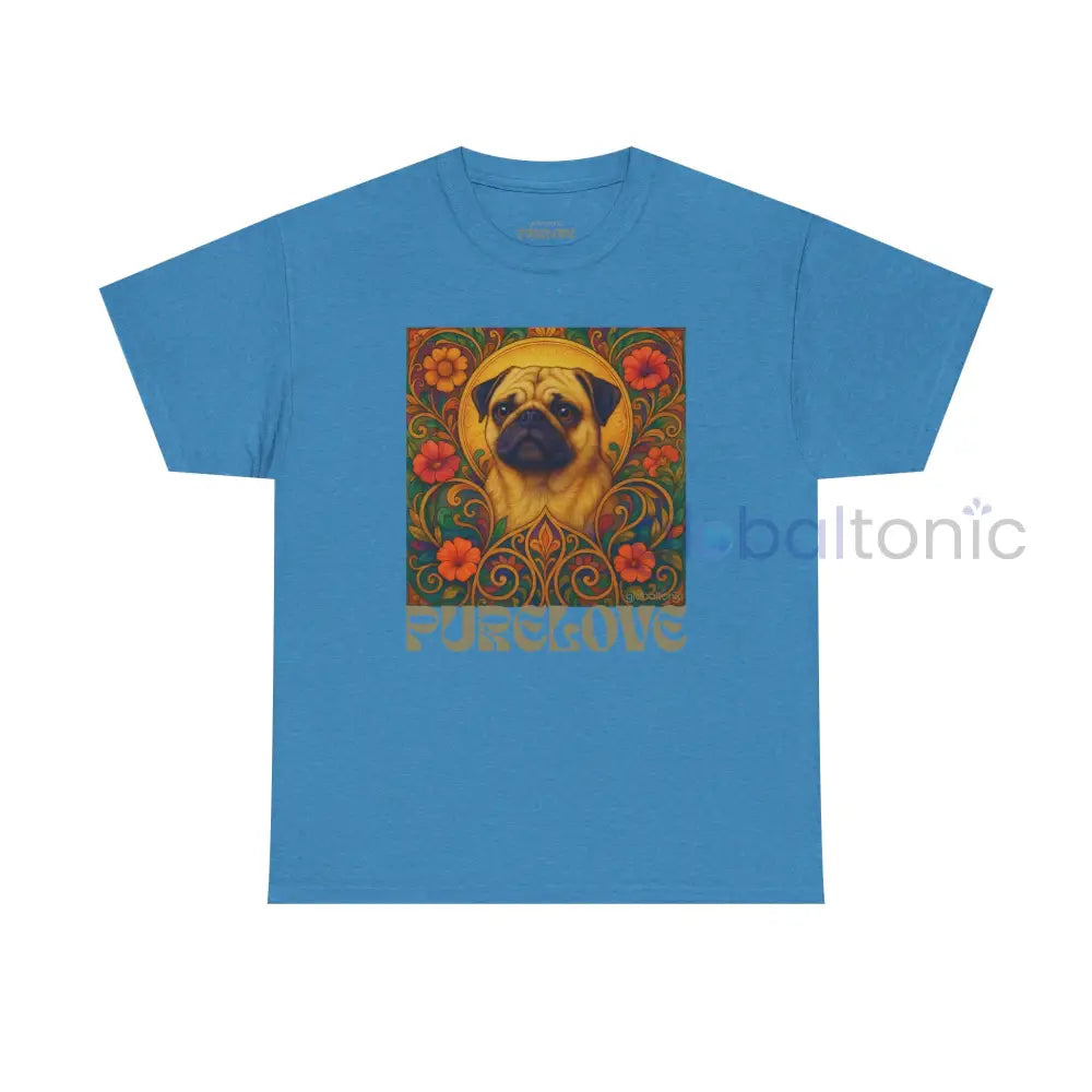 Pug Vintage Graphic T-Shirt – Unisex Cotton Tee for Dog Lovers Heather Sapphire / S T-Shirt