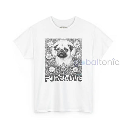 Pug Vintage Unisex Cotton Tee for Dog Lovers (Black & White) White / S T-Shirt
