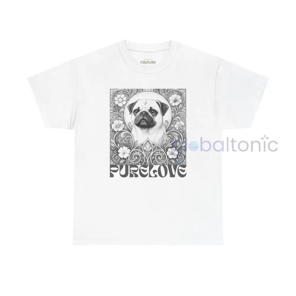Pug Vintage Unisex Cotton Tee for Dog Lovers (Black & White) T-Shirt