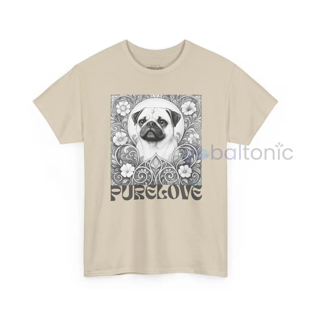Pug Vintage Unisex Cotton Tee for Dog Lovers (Black & White) T-Shirt