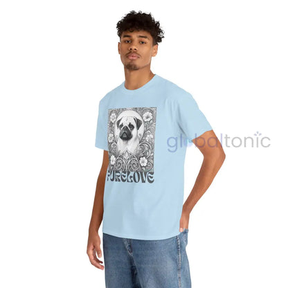 Pug Vintage Unisex Cotton Tee for Dog Lovers (Black & White) T-Shirt