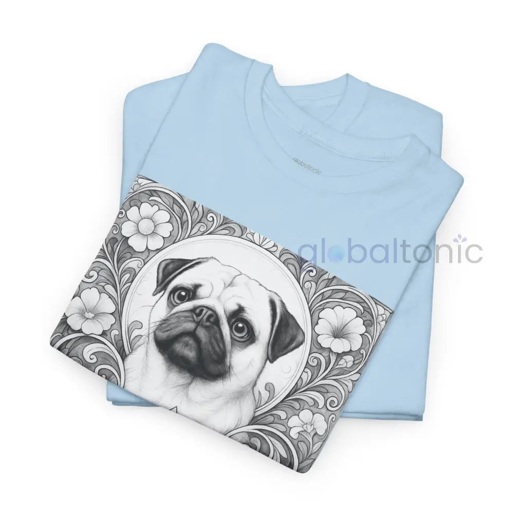 Pug Vintage Unisex Cotton Tee for Dog Lovers (Black & White) T-Shirt