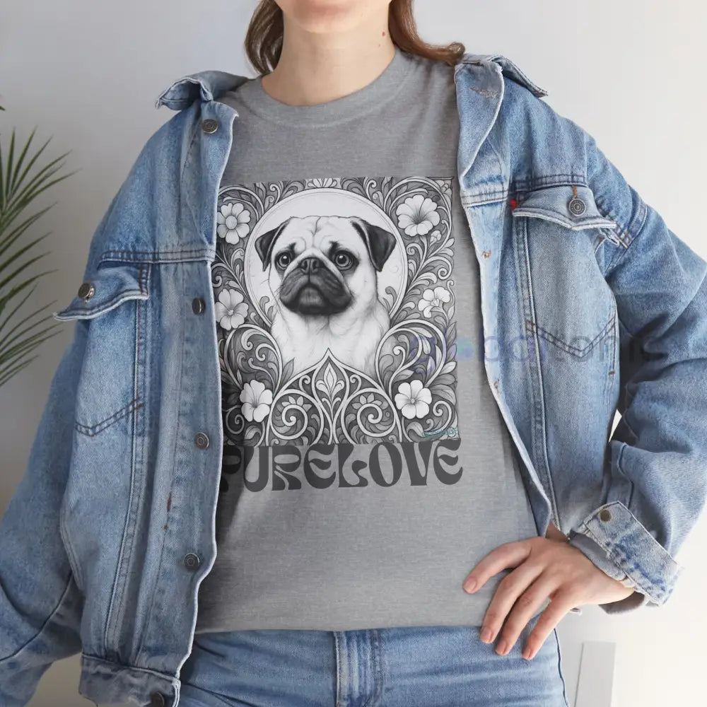 Pug Vintage Unisex Cotton Tee for Dog Lovers (Black & White) T-Shirt