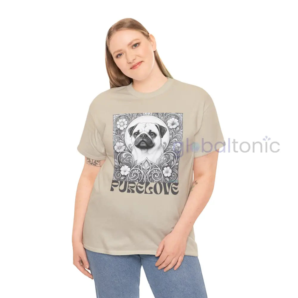 Pug Vintage Unisex Cotton Tee for Dog Lovers (Black & White) T-Shirt
