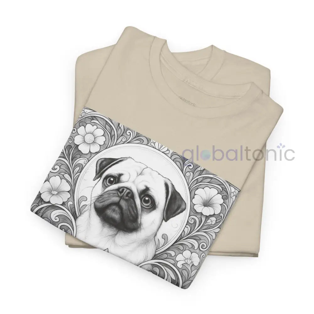 Pug Vintage Unisex Cotton Tee for Dog Lovers (Black & White) T-Shirt