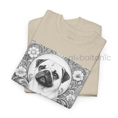 Pug Vintage Unisex Cotton Tee for Dog Lovers (Black & White) T-Shirt